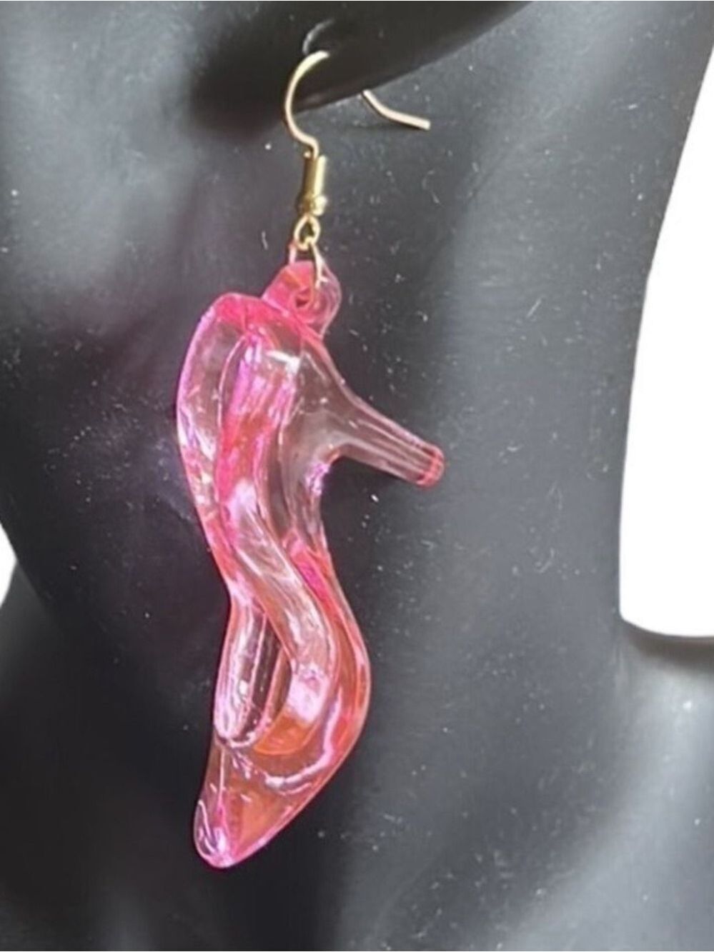 Pink High Heel Dangle Acrylic Pierced Earrings